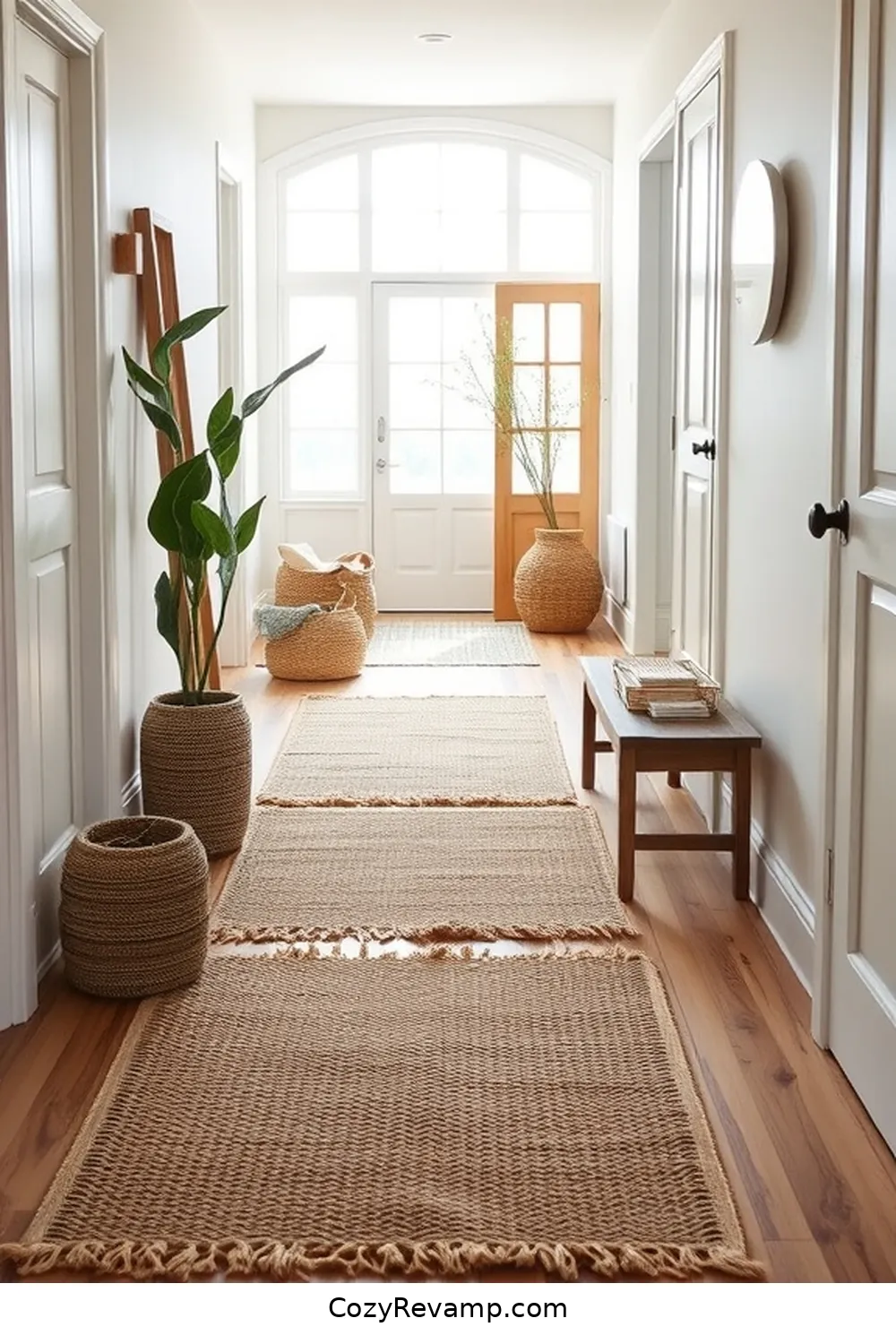 Cotton Area Mats for Easy Maintenance for 24 Design Ideas for a Modern Farmhouse Hallway With Natural Fibers Material