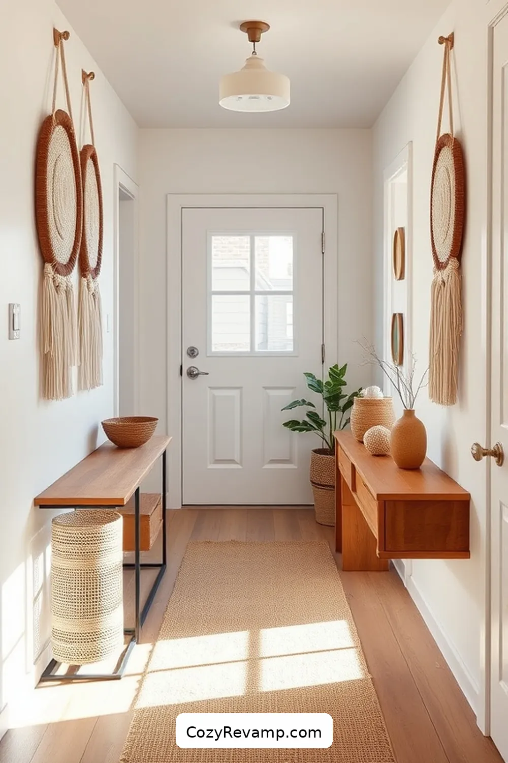 Macramé Accents for a Bohemian Flair for 24 Design Ideas for a Modern Farmhouse Hallway With Natural Fibers Material