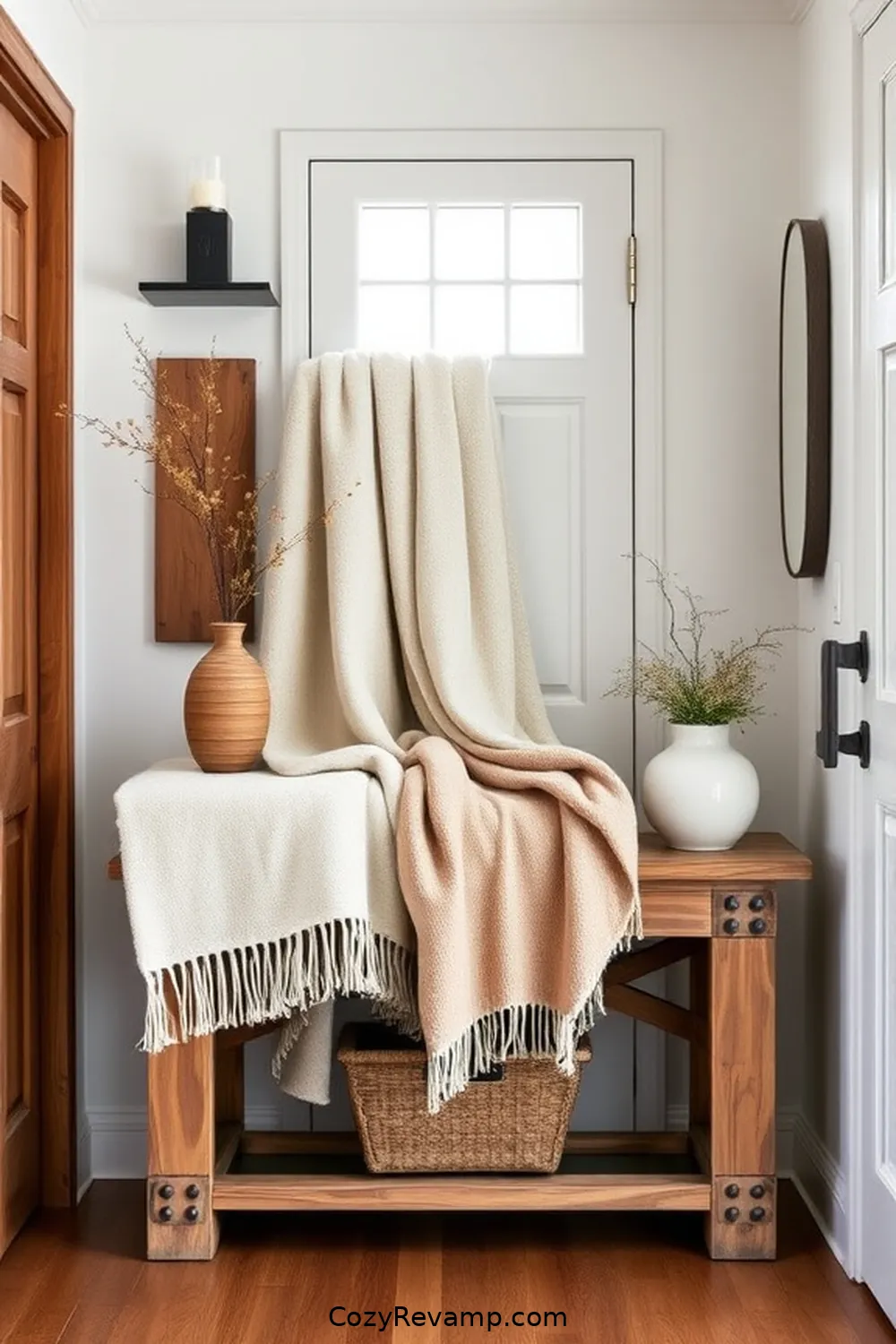 Organic Cotton Throws for Layering for 24 Design Ideas for a Modern Farmhouse Hallway With Natural Fibers Material