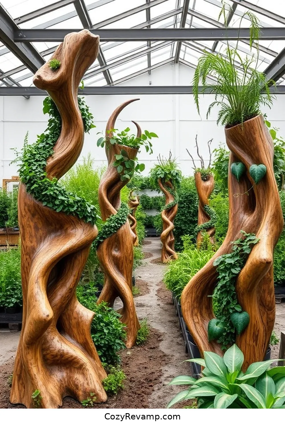 Art Installations for Awareness for 24 Essential Elements for Industrial Nurseries Using Recycled Wood Material