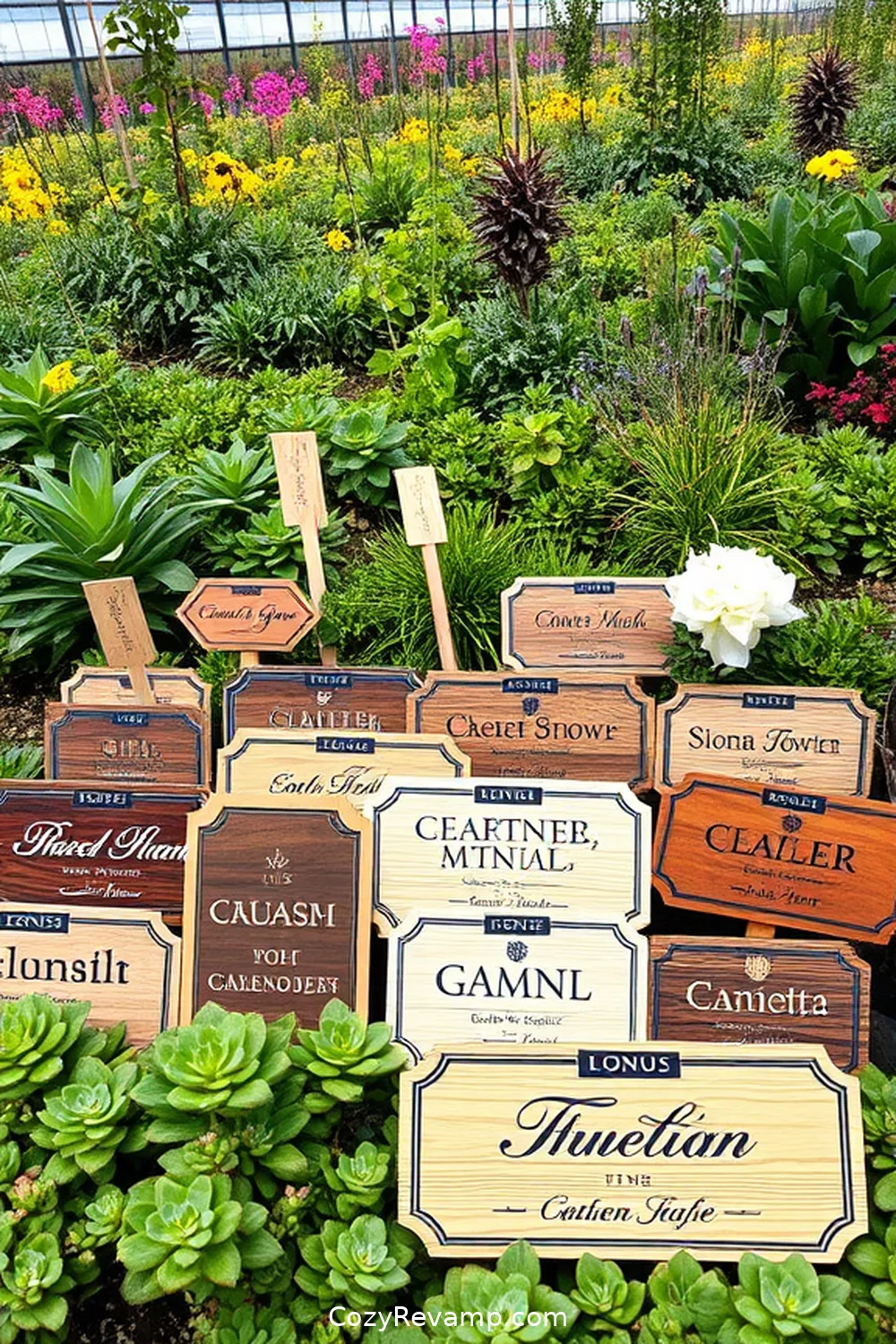 Plant Labels and Markers for 24 Essential Elements for Industrial Nurseries Using Recycled Wood Material