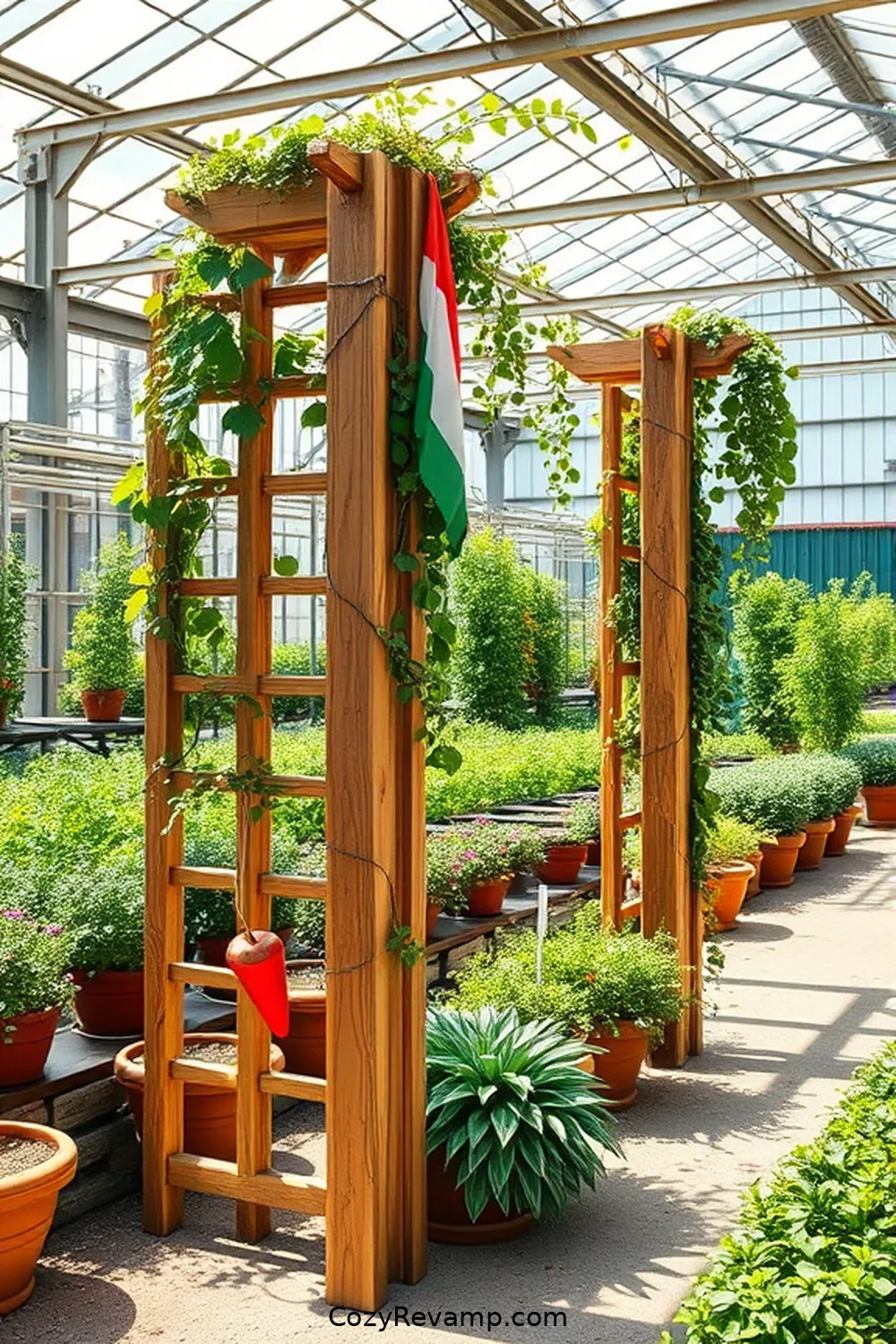 Trellises for Climbing Plants for 24 Essential Elements for Industrial Nurseries Using Recycled Wood Material