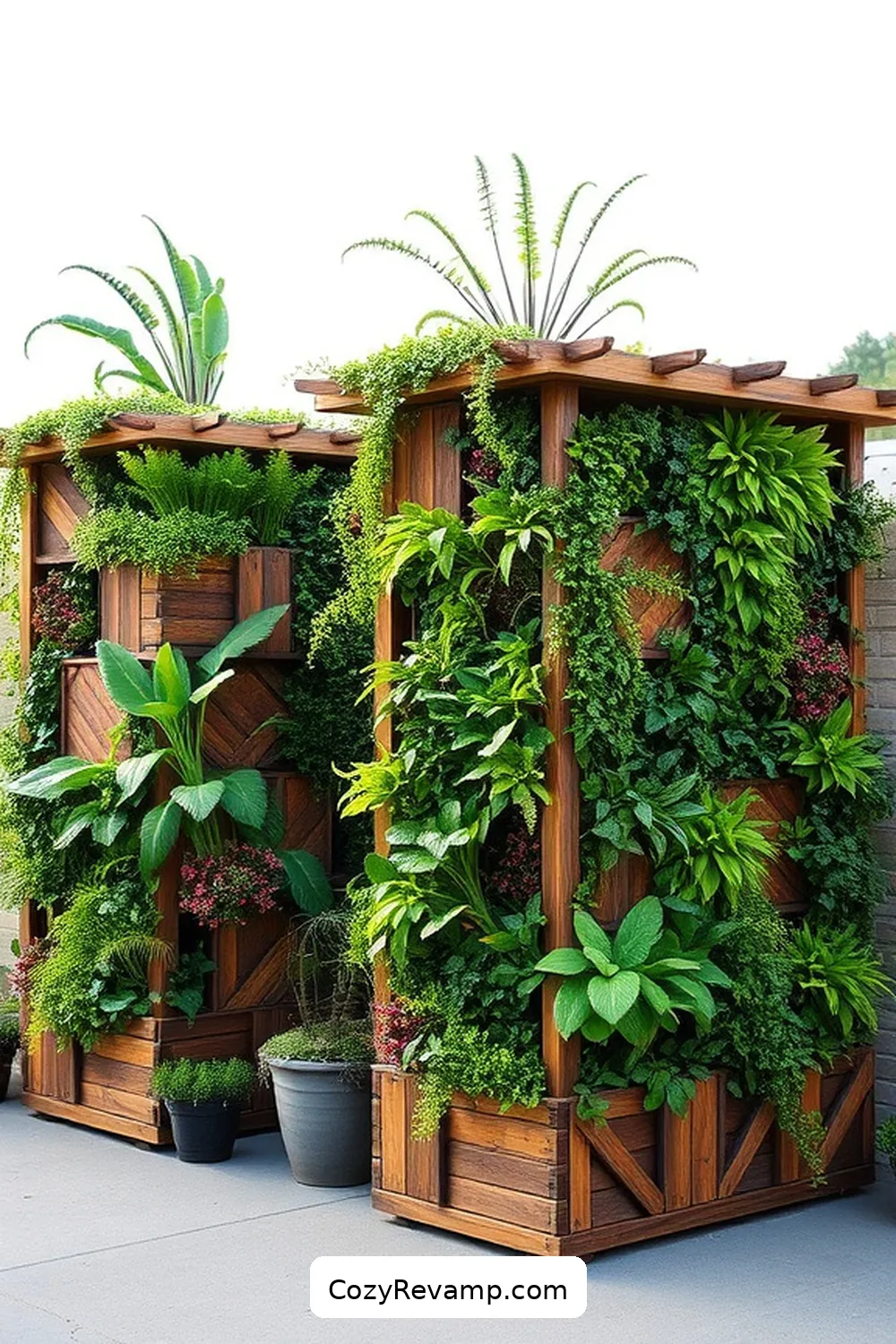 Vertical Garden Structures for 24 Essential Elements for Industrial Nurseries Using Recycled Wood Material