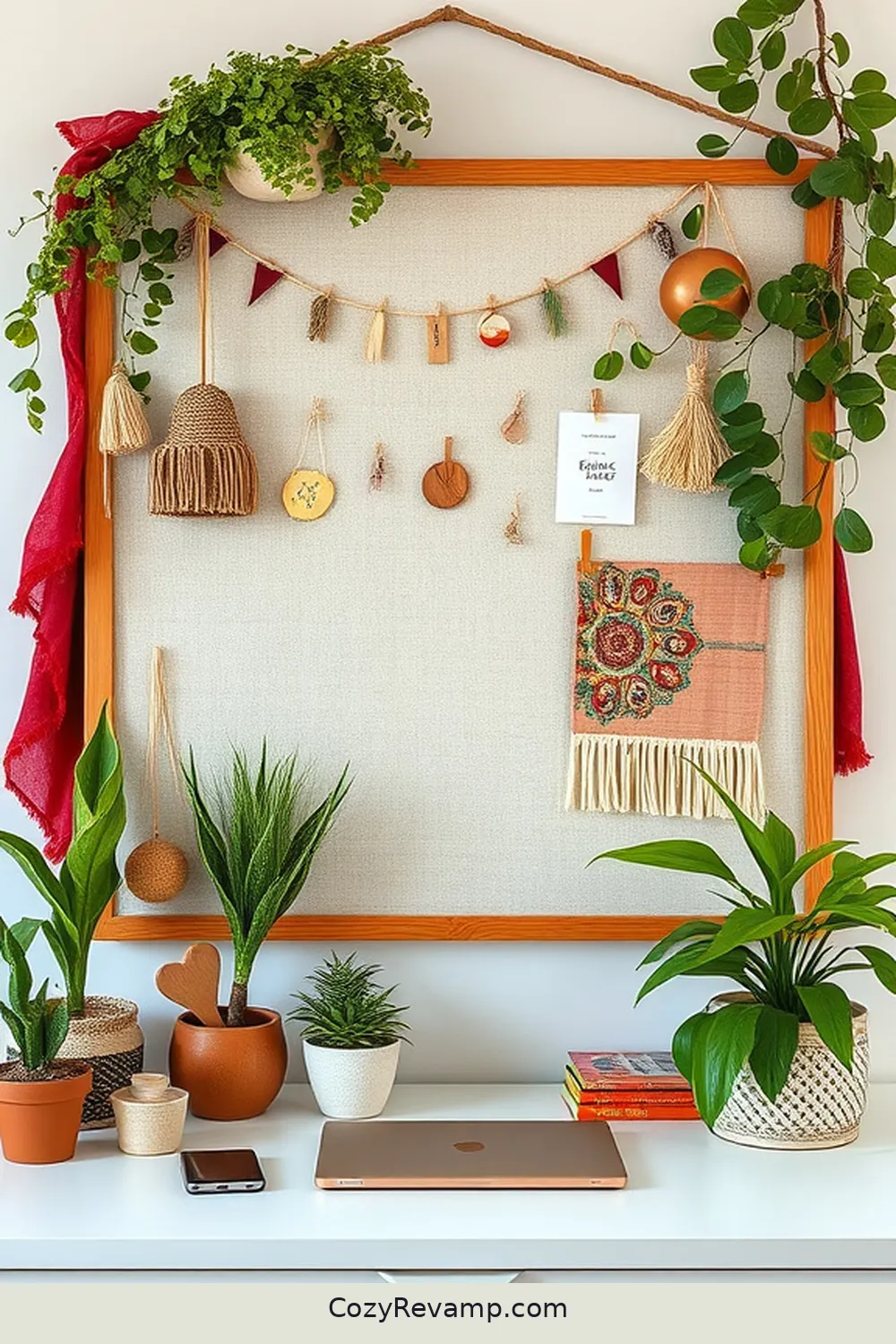 24 Essential Elements of a Bohemian Home Office With Organic Cotton Material 19 DIY Organic Cotton Pinboards for 24 Essential Elements of a Bohemian Home Office With Organic Cotton Material