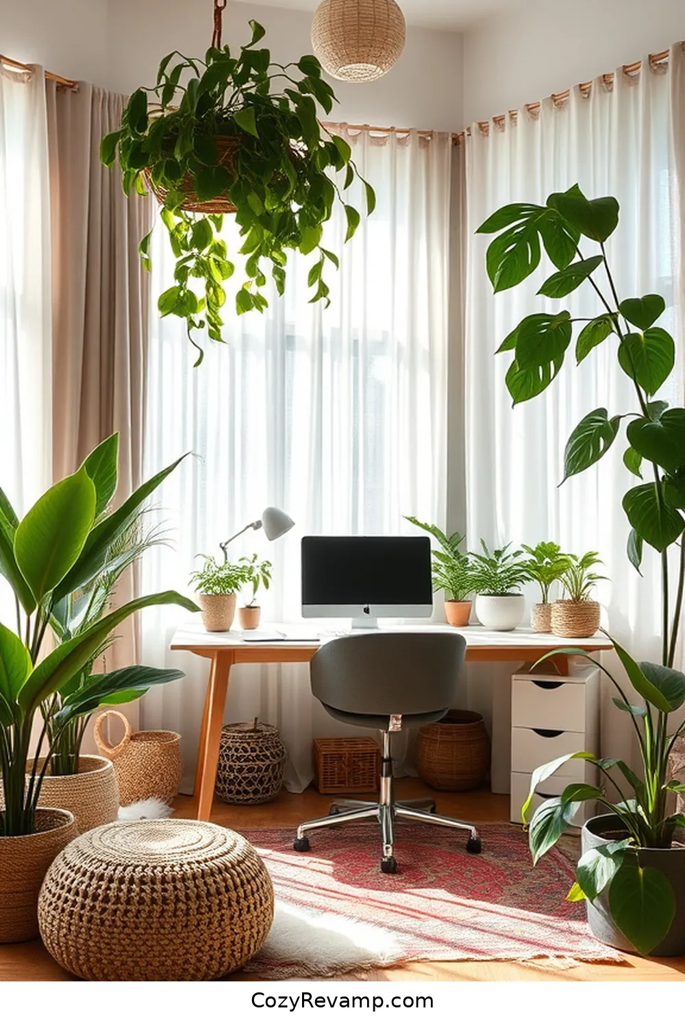 24 Essential Elements of a Bohemian Home Office With Organic Cotton Material 14 Indoor Plants for Freshness for 24 Essential Elements of a Bohemian Home Office With Organic Cotton Material