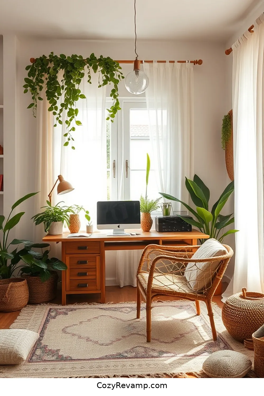 24 Essential Elements of a Bohemian Home Office With Organic Cotton Material 9 Natural Wood Furniture for 24 Essential Elements of a Bohemian Home Office With Organic Cotton Material