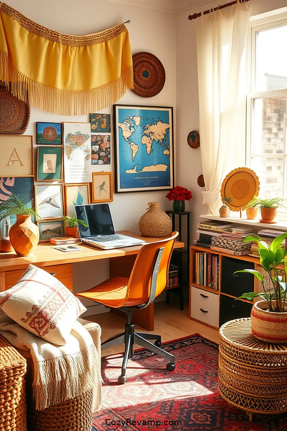 24 Essential Elements of a Bohemian Home Office With Organic Cotton Material 21 Personal Mementos and Travel Souvenirs for 24 Essential Elements of a Bohemian Home Office With Organic Cotton Material