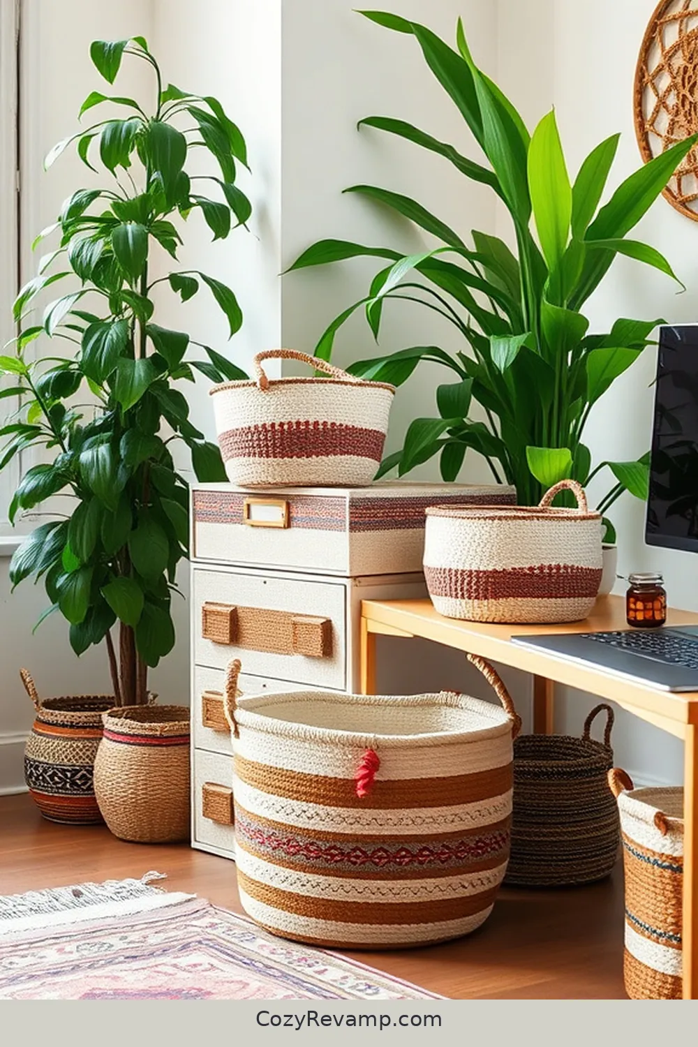 24 Essential Elements of a Bohemian Home Office With Organic Cotton Material 11 Unique Organic Cotton Storage Baskets for 24 Essential Elements of a Bohemian Home Office With Organic Cotton Material