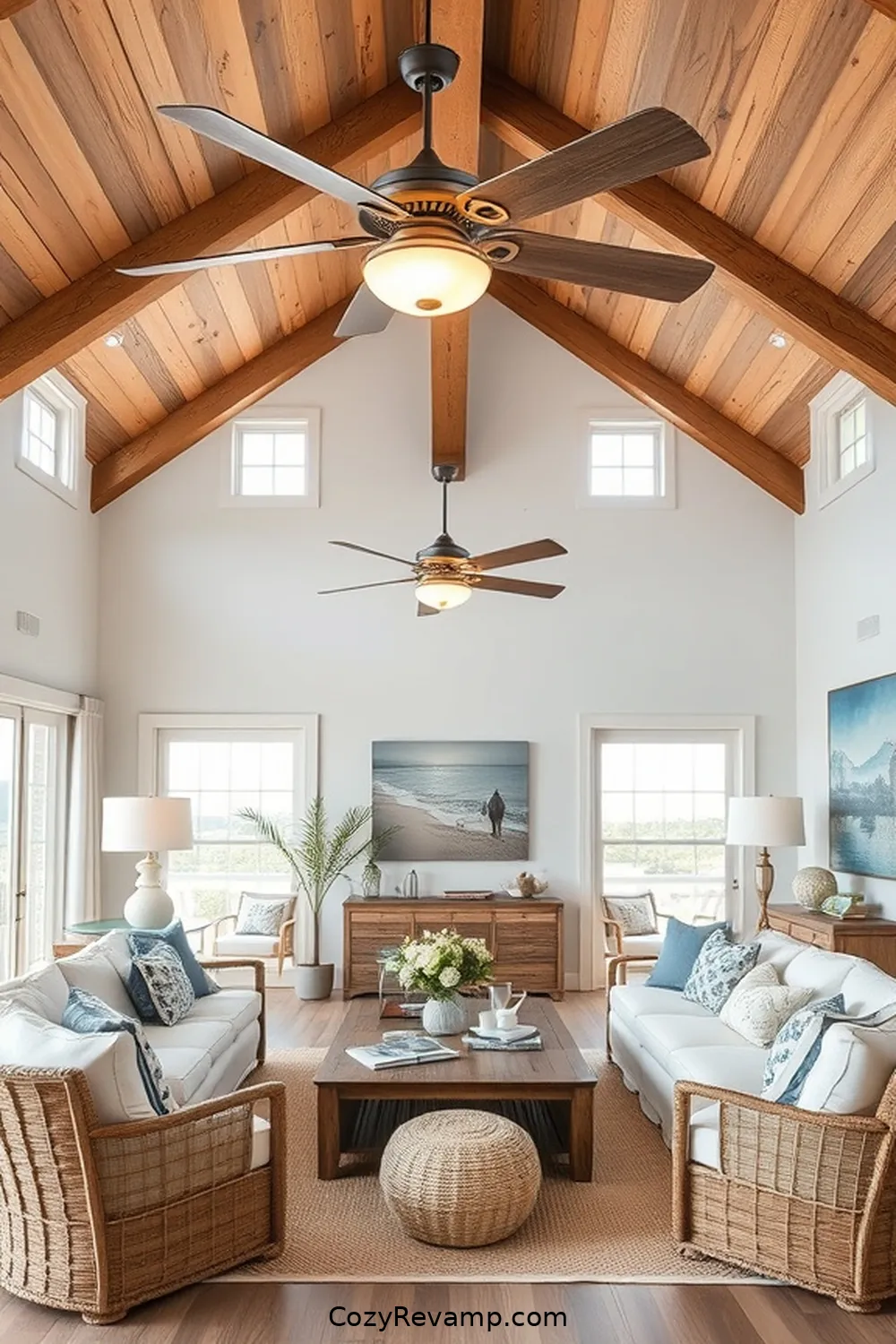 Solar-Powered Ceiling Fans With Lights for 24 Essential Materials for Coastal Living Room Solar-Powered Lights