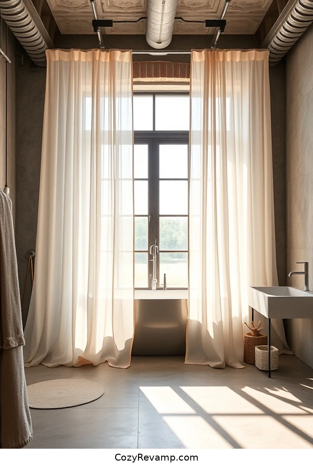 Natural Fiber Curtains for 24 Essential Materials for Industrial Bathrooms With Solar-Powered Lights