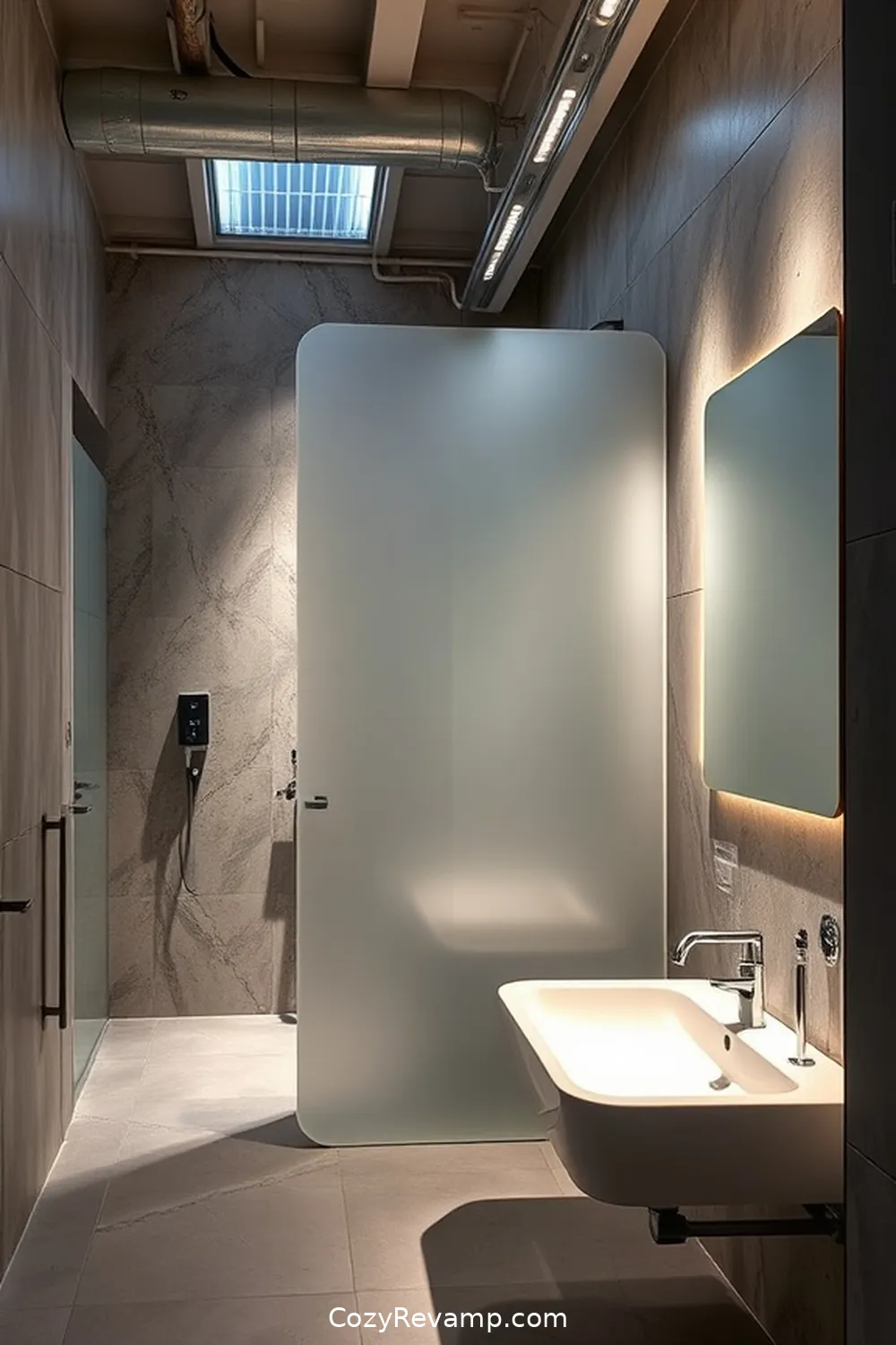 Recycled Plastic Partitions for 24 Essential Materials for Industrial Bathrooms With Solar-Powered Lights