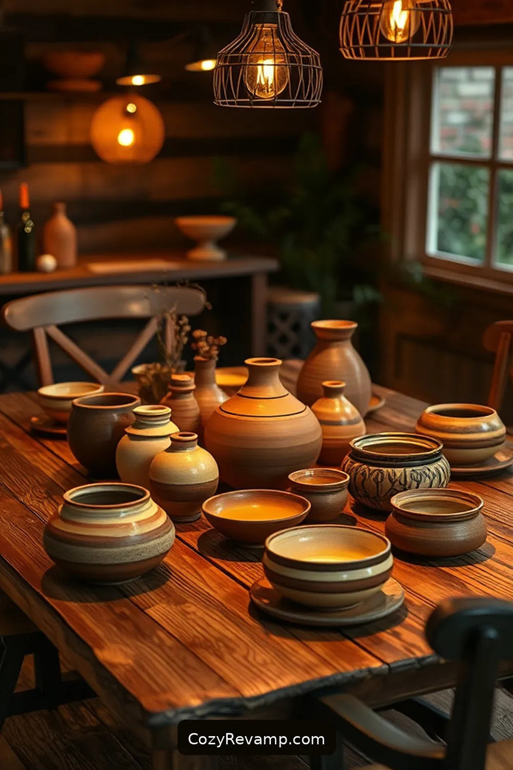 24 Essential Materials for Rustic Dining Rooms With Solar-Powered Lights 9 Handcrafted Pottery for 24 Essential Materials for Rustic Dining Rooms With Solar-Powered Lights