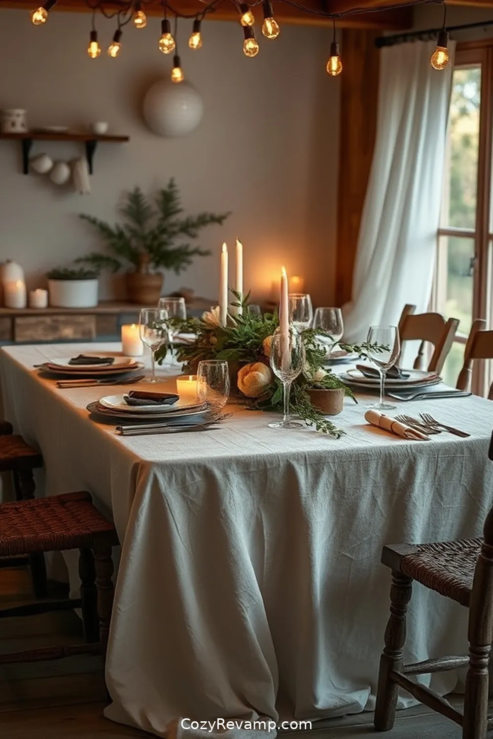 24 Essential Materials for Rustic Dining Rooms With Solar-Powered Lights 10 Linen Tablecloths for 24 Essential Materials for Rustic Dining Rooms With Solar-Powered Lights