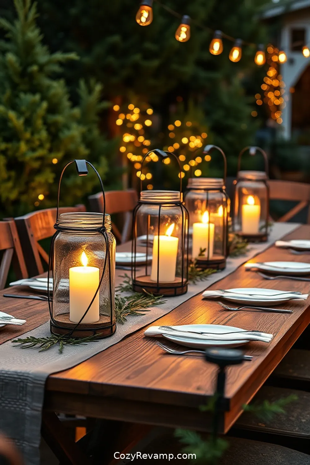 24 Essential Materials for Rustic Dining Rooms With Solar-Powered Lights 15 Mason Jar Lanterns for 24 Essential Materials for Rustic Dining Rooms With Solar-Powered Lights