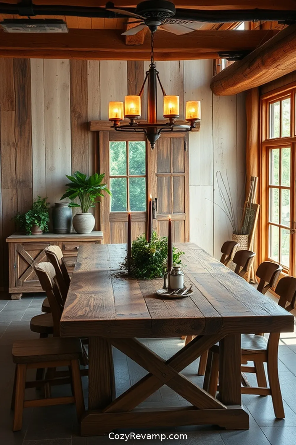 24 Essential Materials for Rustic Dining Rooms With Solar-Powered Lights 2 Reclaimed Wood Furniture for 24 Essential Materials for Rustic Dining Rooms With Solar-Powered Lights