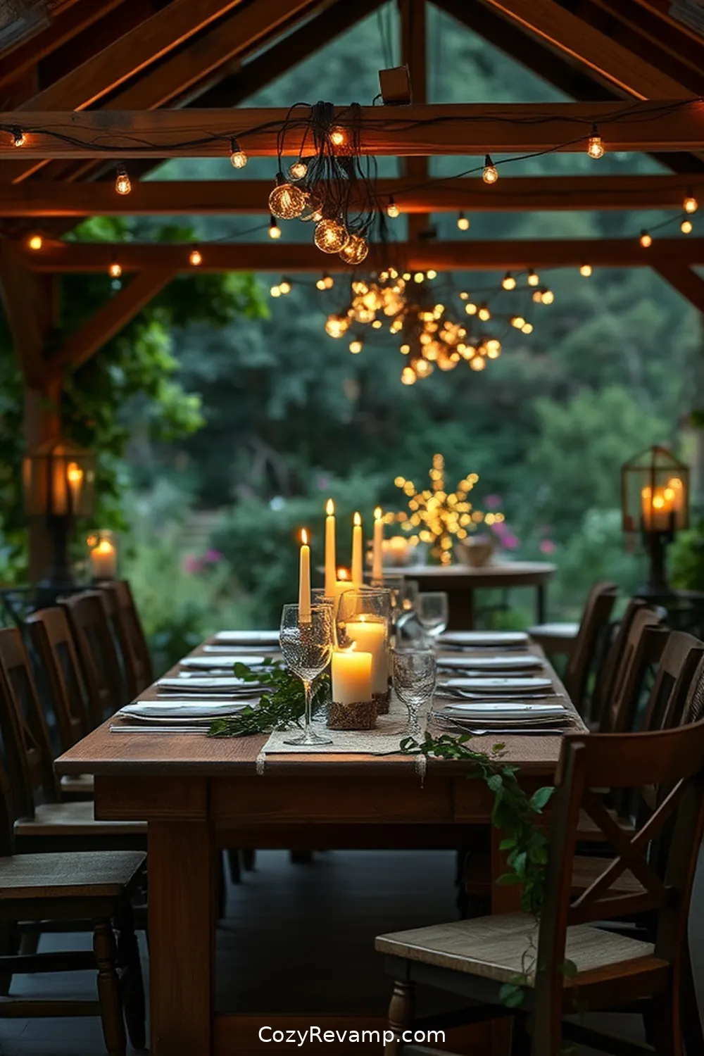24 Essential Materials for Rustic Dining Rooms With Solar-Powered Lights 25 Solar String Lights for 24 Essential Materials for Rustic Dining Rooms With Solar-Powered Lights