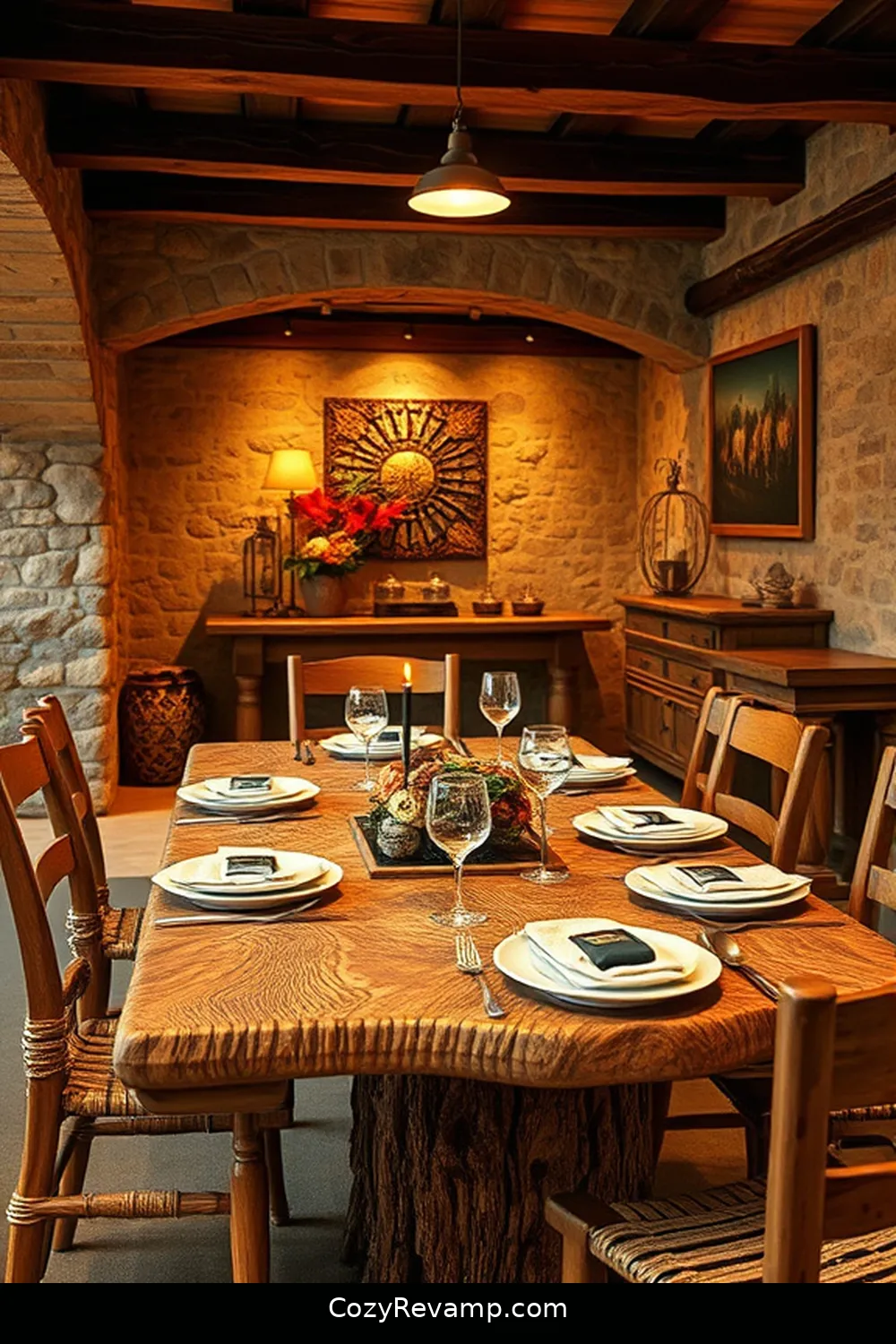 24 Essential Materials for Rustic Dining Rooms With Solar-Powered Lights 7 Stone Accents for 24 Essential Materials for Rustic Dining Rooms With Solar-Powered Lights