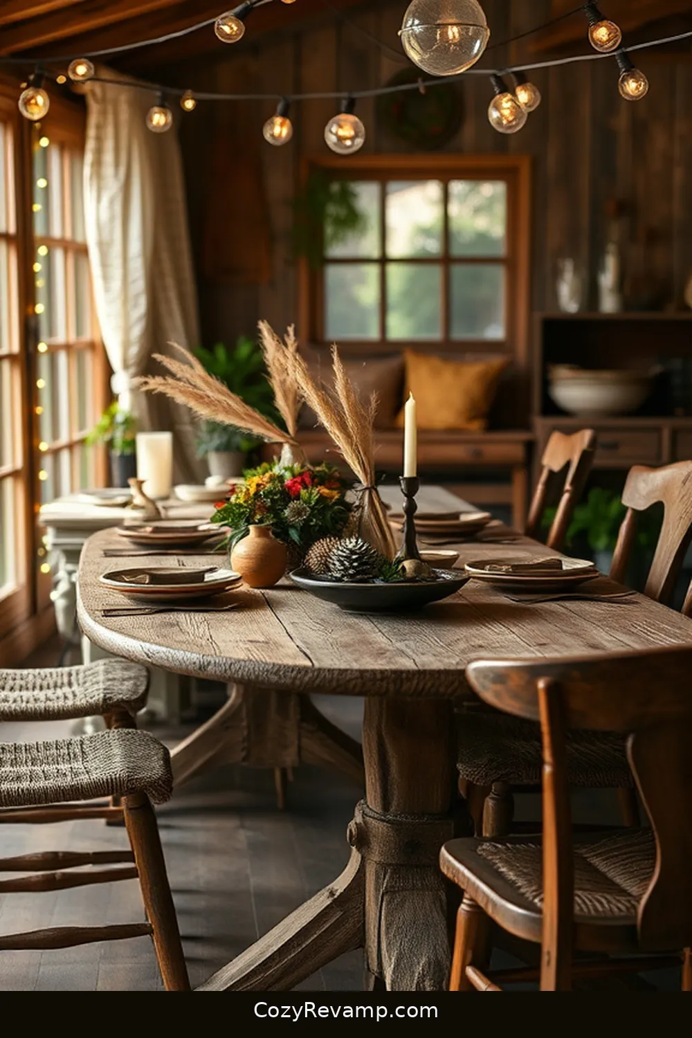 24 Essential Materials for Rustic Dining Rooms With Solar-Powered Lights 3 Vintage Dining Table for 24 Essential Materials for Rustic Dining Rooms With Solar-Powered Lights