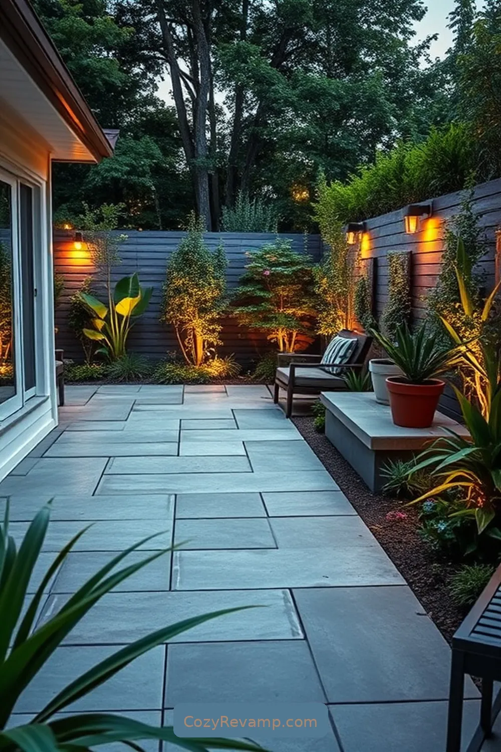 Concrete Pavers for 24 Essential Materials for a Mid-Century Modern Outdoor Patio With Solar-Powered Lights