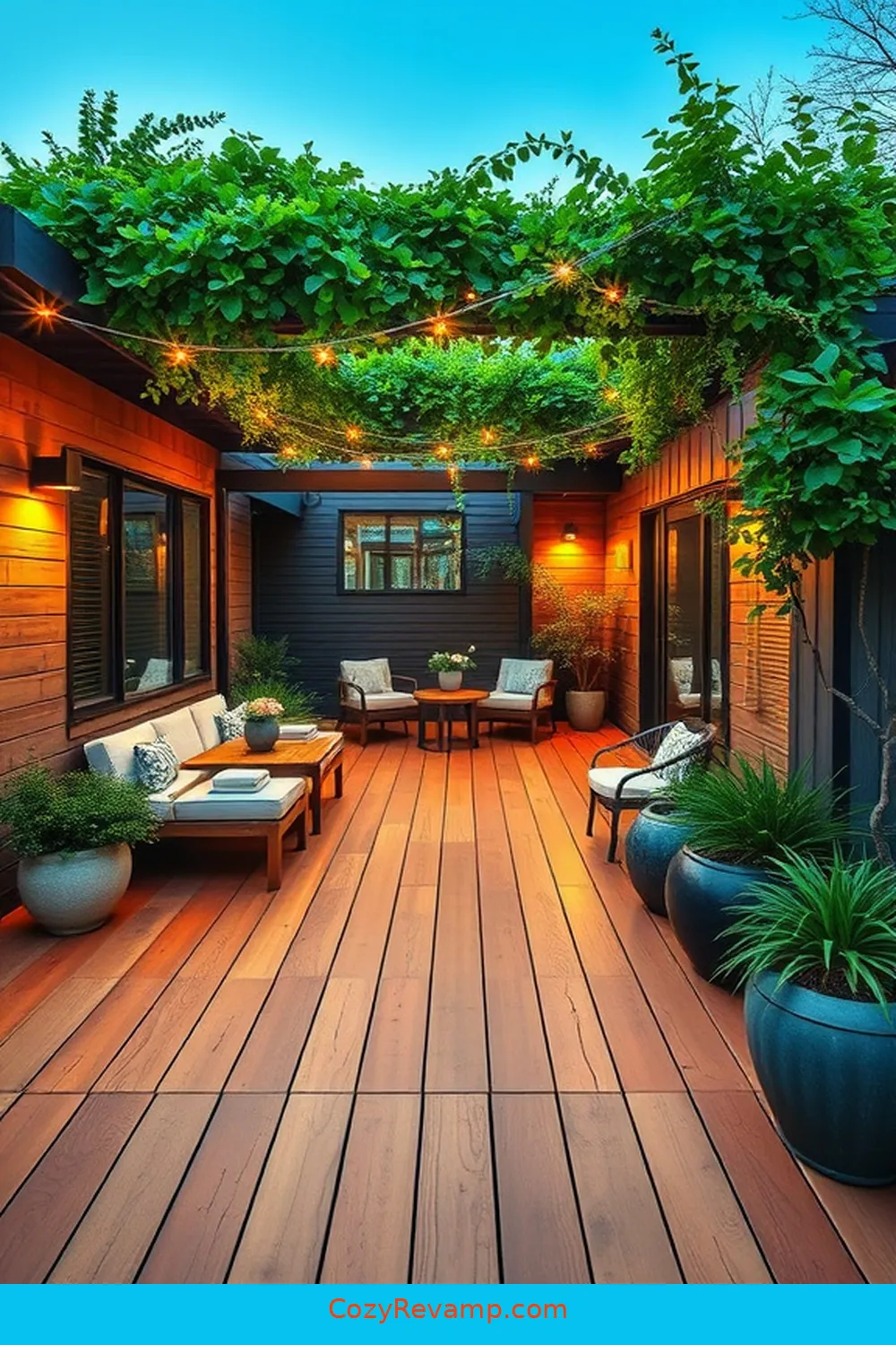 Eucalyptus Wood Decking for 24 Essential Materials for a Mid-Century Modern Outdoor Patio With Solar-Powered Lights
