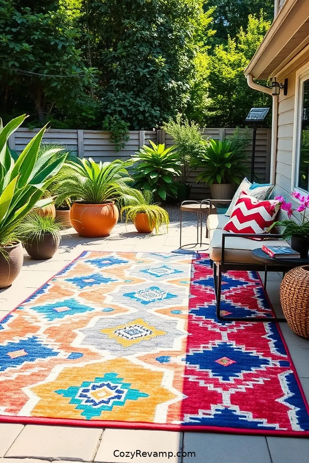 Outdoor Rugs for 24 Essential Materials for a Mid-Century Modern Outdoor Patio With Solar-Powered Lights