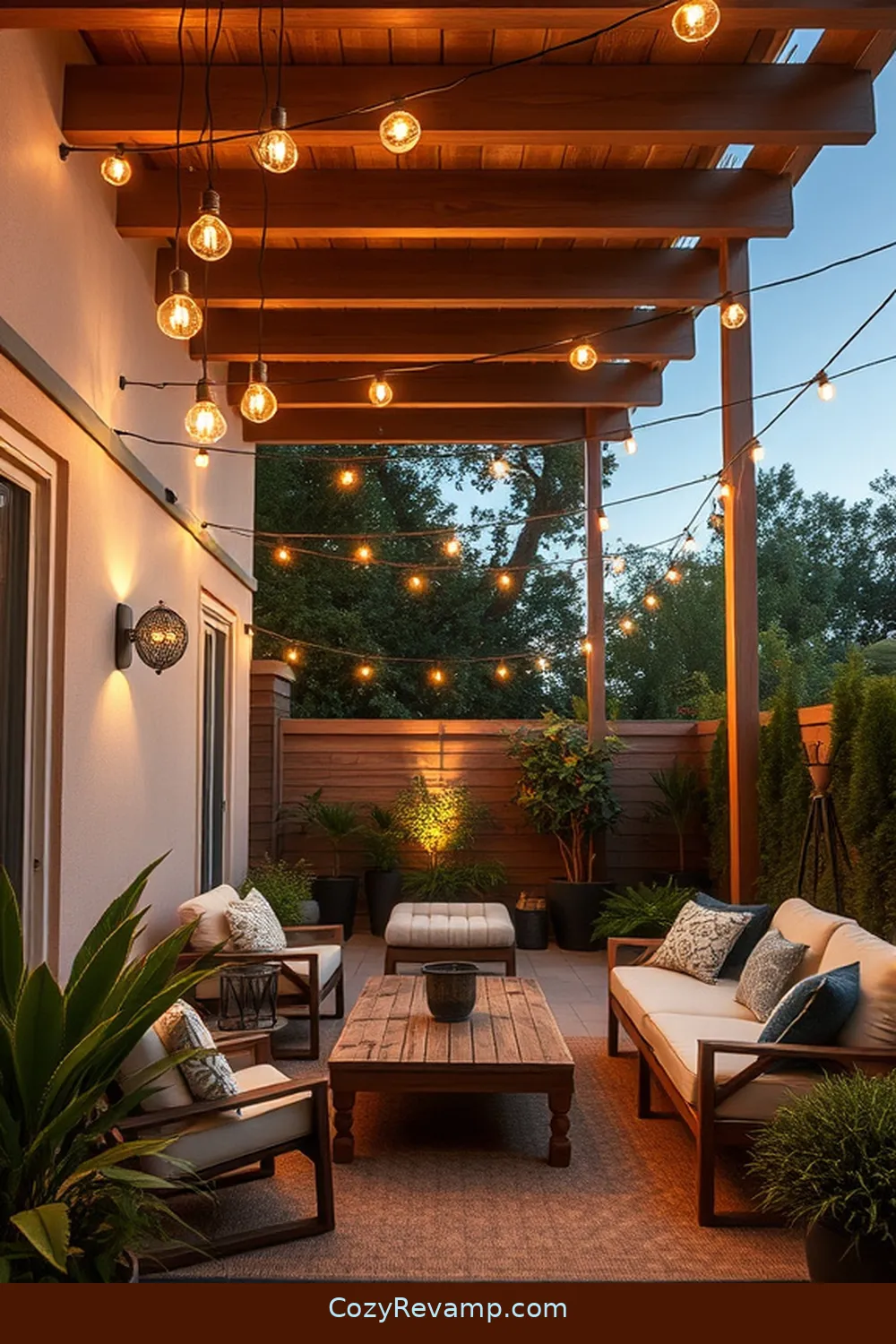 Solar-Powered String Lights for 24 Essential Materials for a Mid-Century Modern Outdoor Patio With Solar-Powered Lights