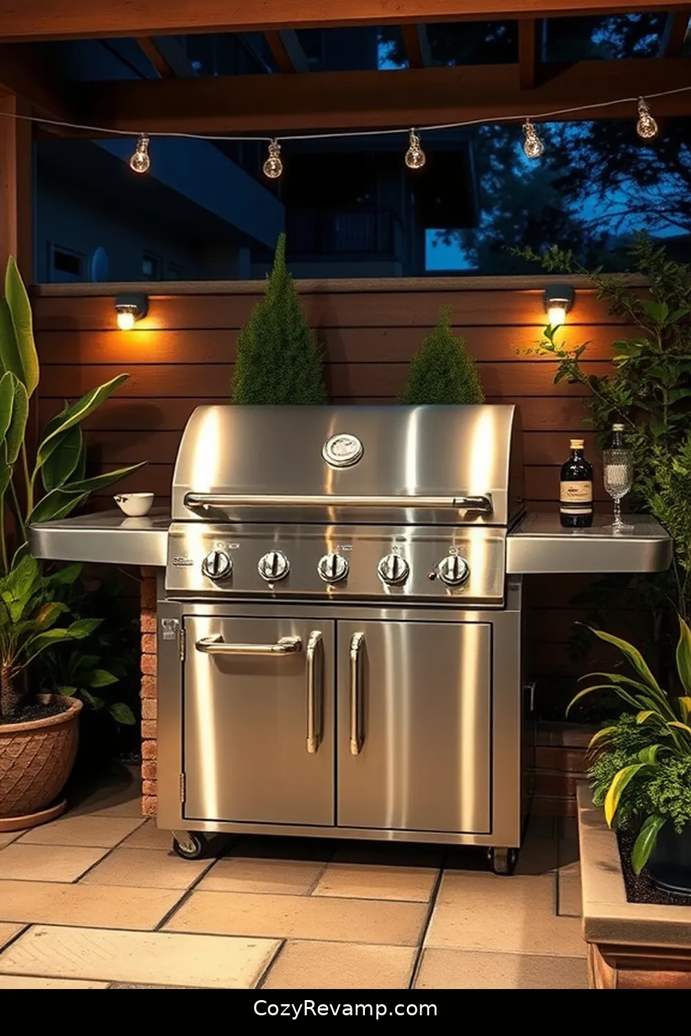Stainless Steel Grills for 24 Essential Materials for a Mid-Century Modern Outdoor Patio With Solar-Powered Lights
