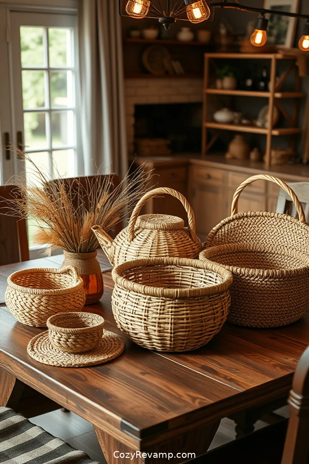 Handwoven Baskets for 24 Essential Materials for a Modern Farmhouse Dining Room With Solar Powered Lights