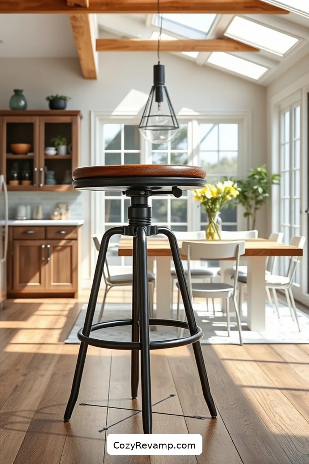 Industrial-Style Bar Stools for 24 Essential Materials for a Modern Farmhouse Dining Room With Solar Powered Lights