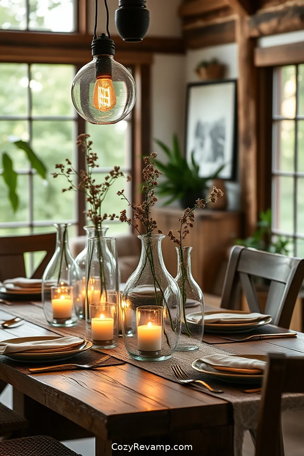 Recycled Glass Vases for 24 Essential Materials for a Modern Farmhouse Dining Room With Solar Powered Lights