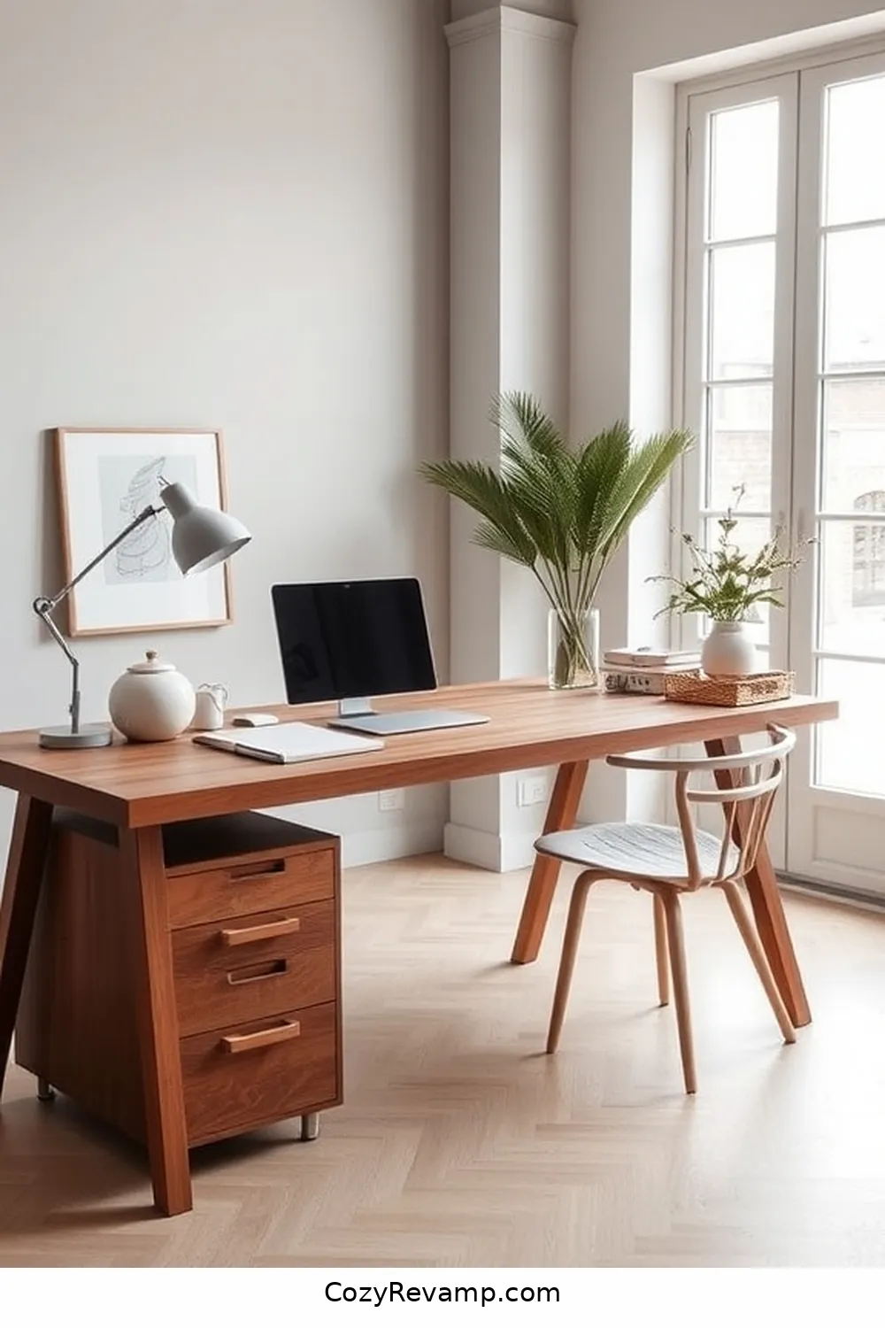 Choose a Simple, Stylish Desk for 24 Essential Tips for a Minimalist Home Office With Organic Cotton Material
