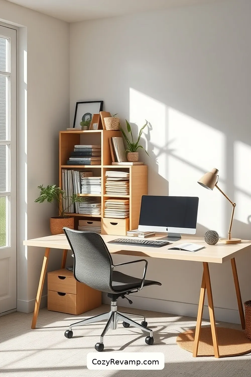 Create a Dedicated Filing System for 24 Essential Tips for a Minimalist Home Office With Organic Cotton Material