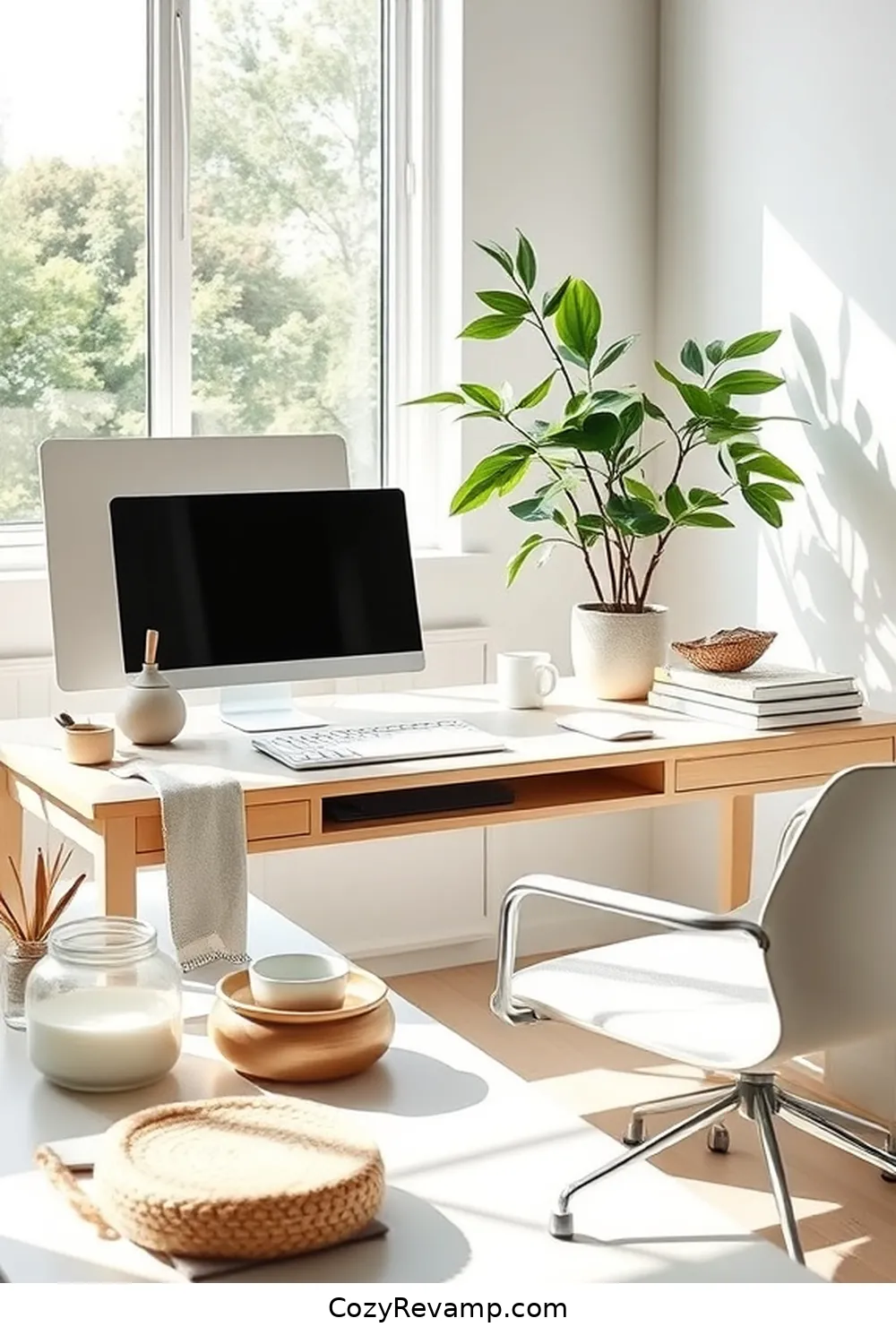 Implement a Minimalist Desk Setup for 24 Essential Tips for a Minimalist Home Office With Organic Cotton Material