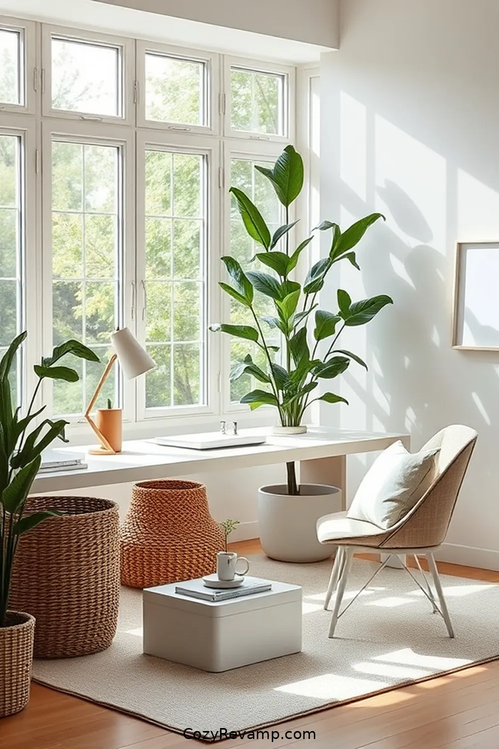 Organize With Baskets and Boxes for 24 Essential Tips for a Minimalist Home Office With Organic Cotton Material