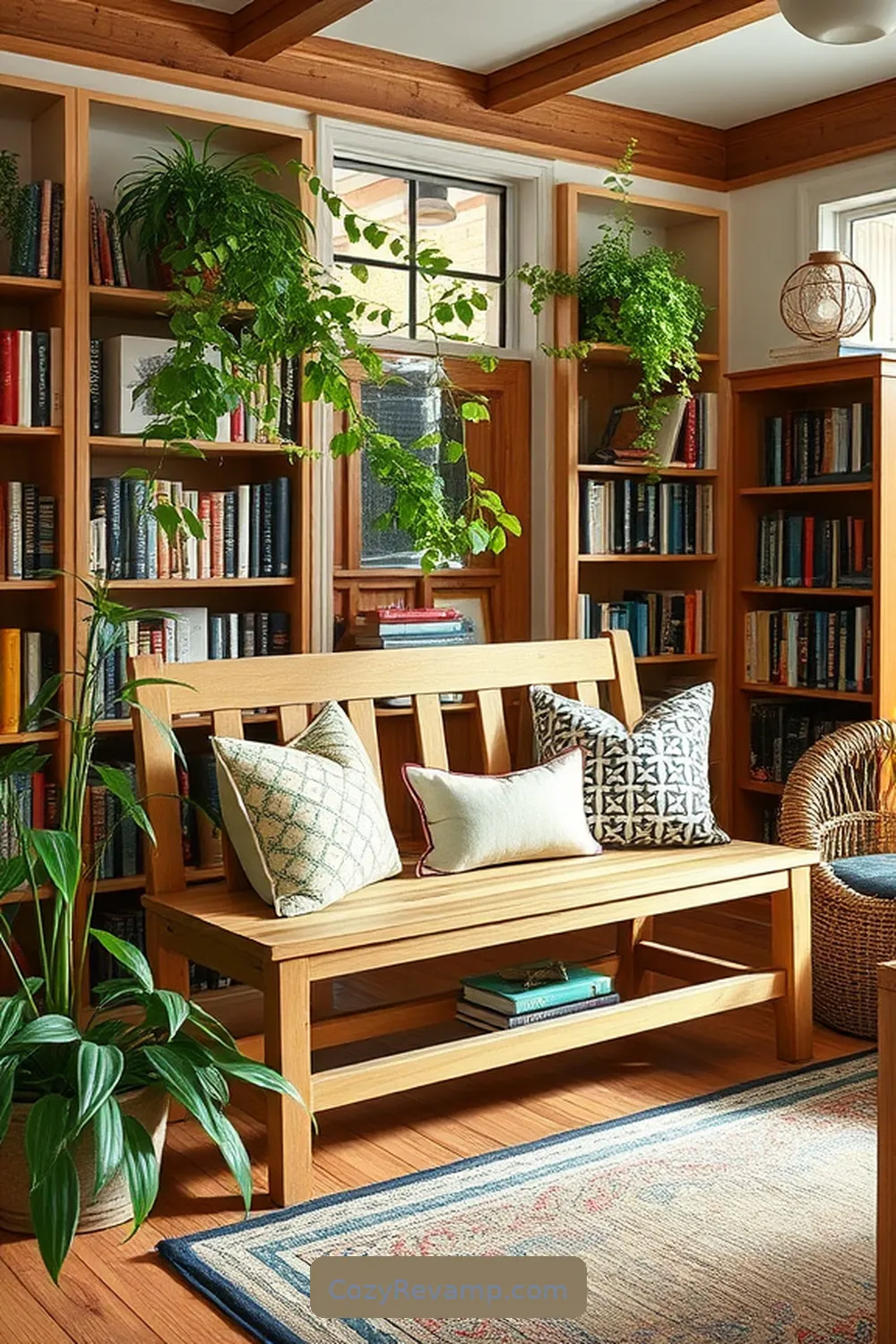 Repurposed Garden Bench as Seating for 24 Inspiring Ideas for a Modern Farmhouse Library With Reclaimed Materials