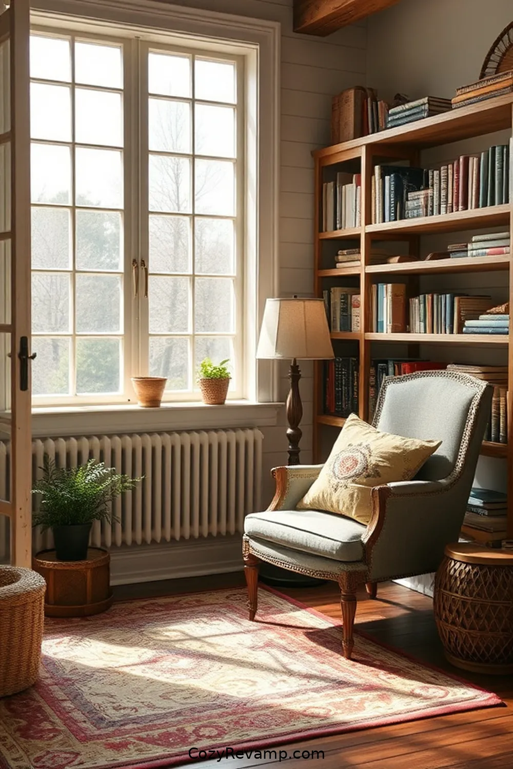 Vintage Chair Reading Corner for 24 Inspiring Ideas for a Modern Farmhouse Library With Reclaimed Materials