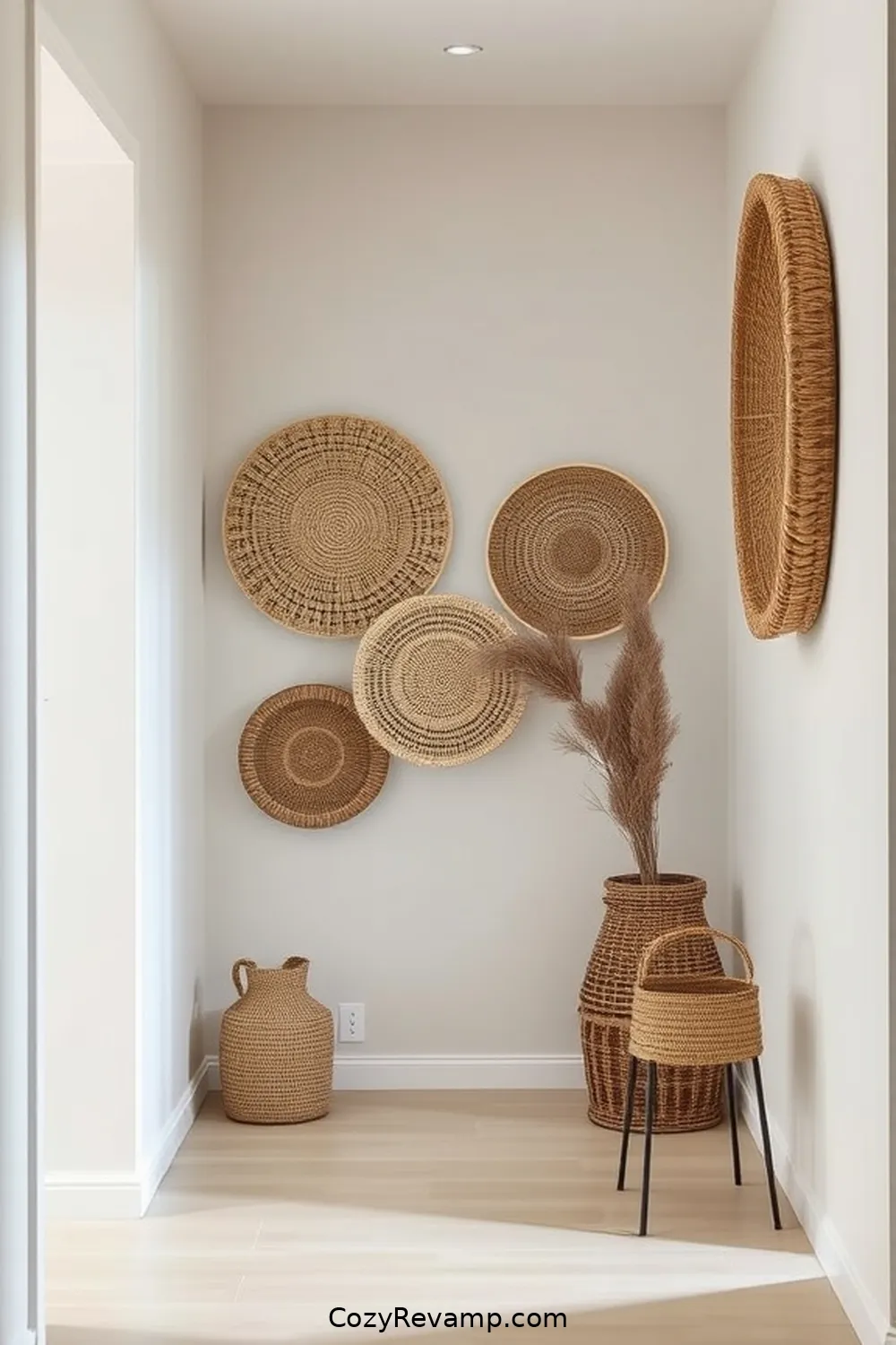 24 Inspiring Minimalist Hallway Ideas Using Natural Fibers 22 Jute Wall Baskets for Functional Decor for 24 Inspiring Minimalist Hallway Ideas Using Natural Fibers
