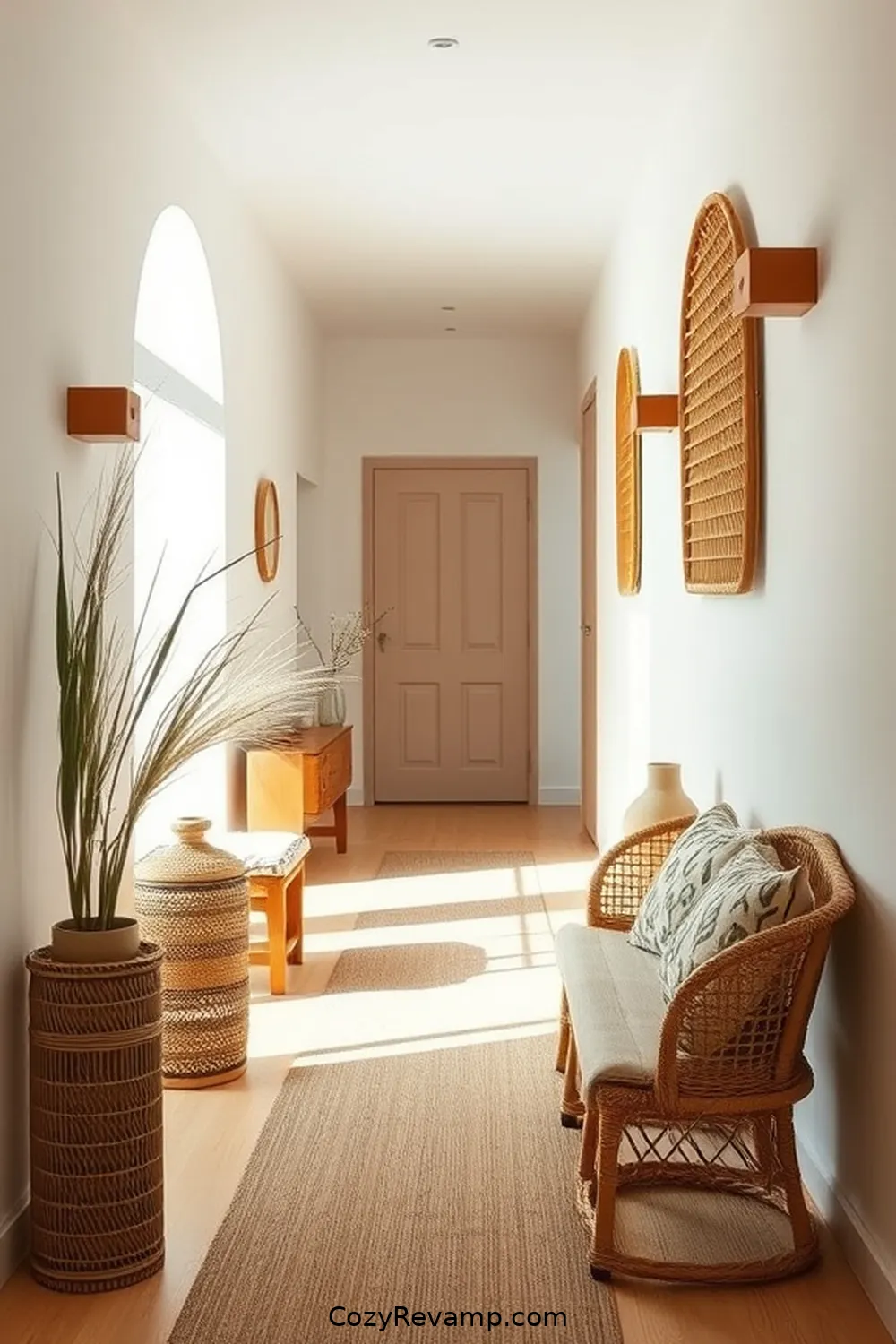 24 Inspiring Minimalist Hallway Ideas Using Natural Fibers 7 Rattan Accents for Warmth for 24 Inspiring Minimalist Hallway Ideas Using Natural Fibers