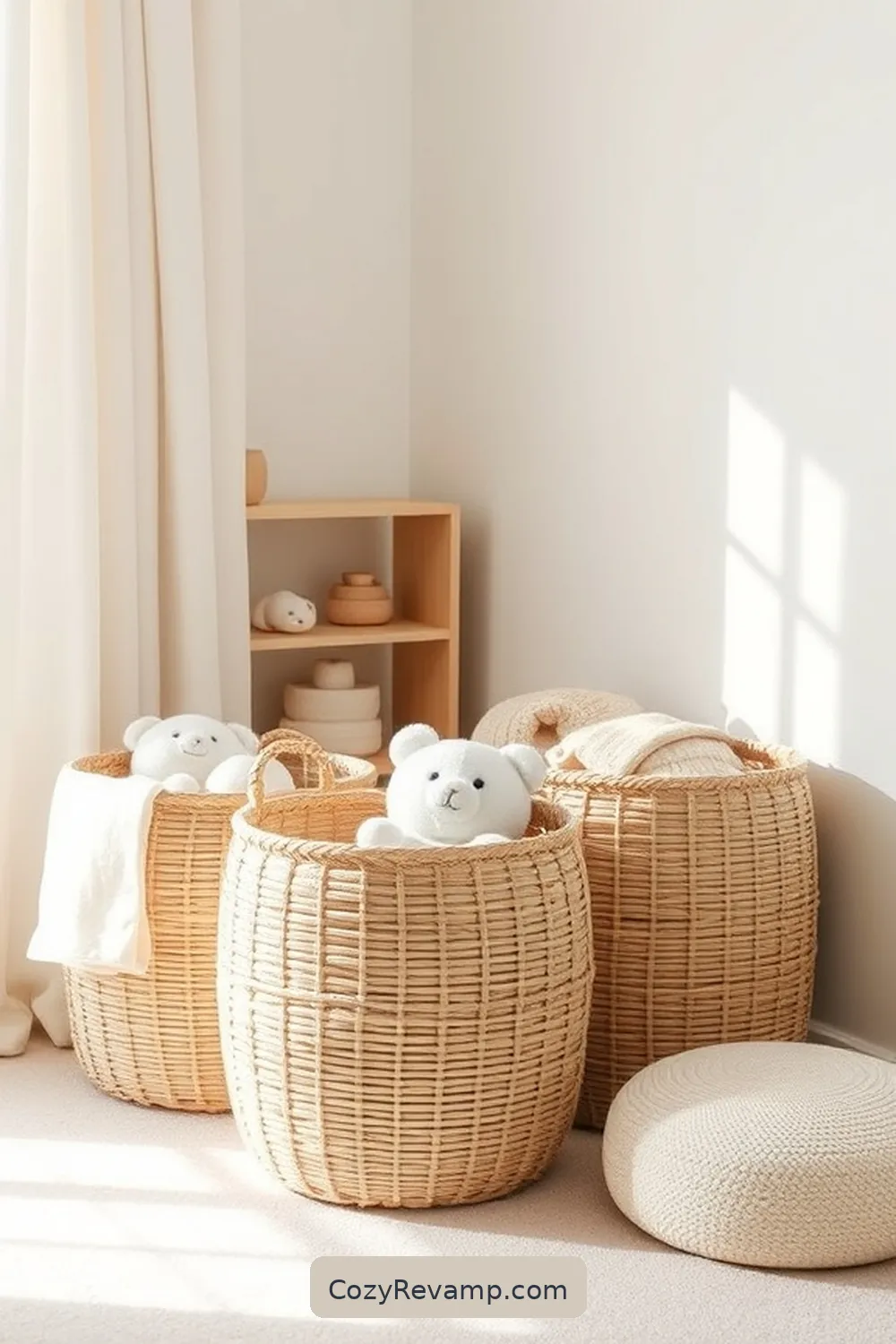 24 Key Elements for a Minimalist Nursery Using Bamboo Material 13 Use Bamboo Storage Baskets for 24 Key Elements for a Minimalist Nursery Using Bamboo Material