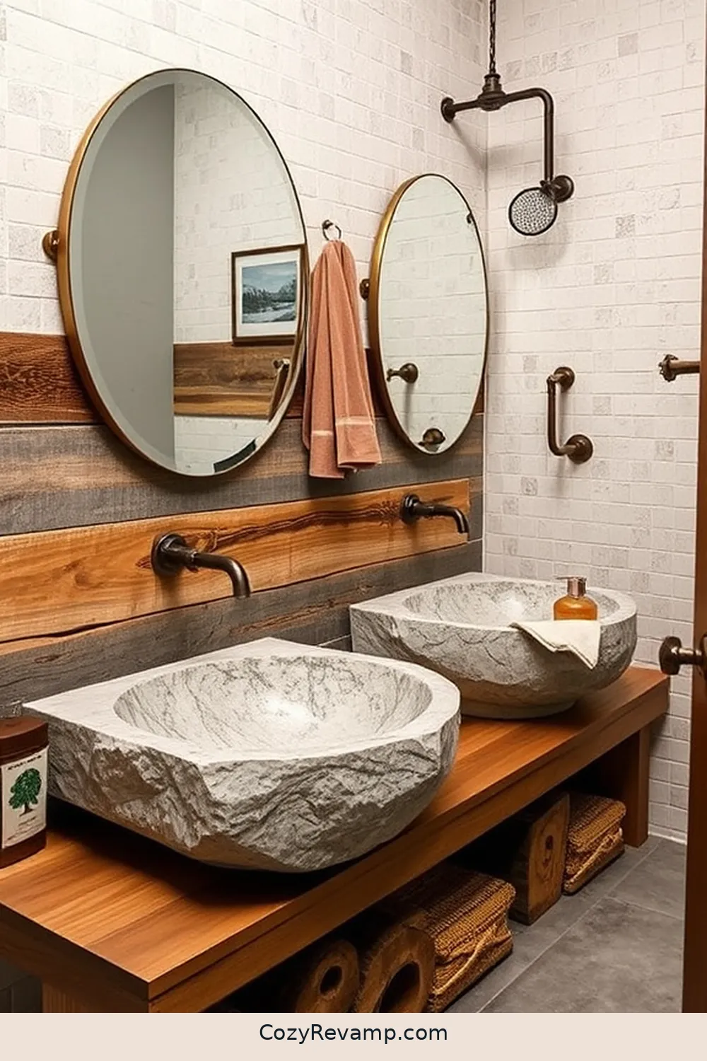Reclaimed Stone Sinks for 24 Key Elements of Industrial Bathrooms With Reclaimed Materials