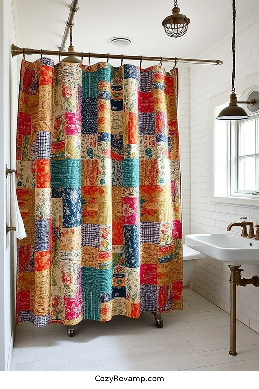 Upcycled Shower Curtains for 24 Key Elements of Industrial Bathrooms With Reclaimed Materials