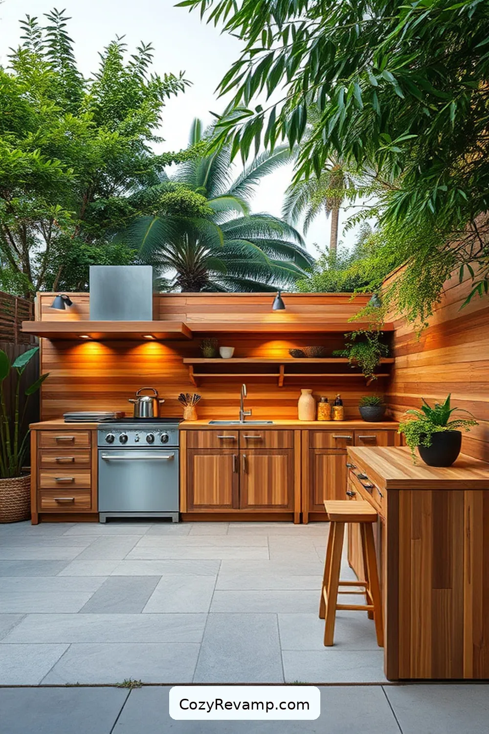 Bamboo Outdoor Kitchen for 24 Must-Have Features for an Industrial Outdoor Patio Using Bamboo Material