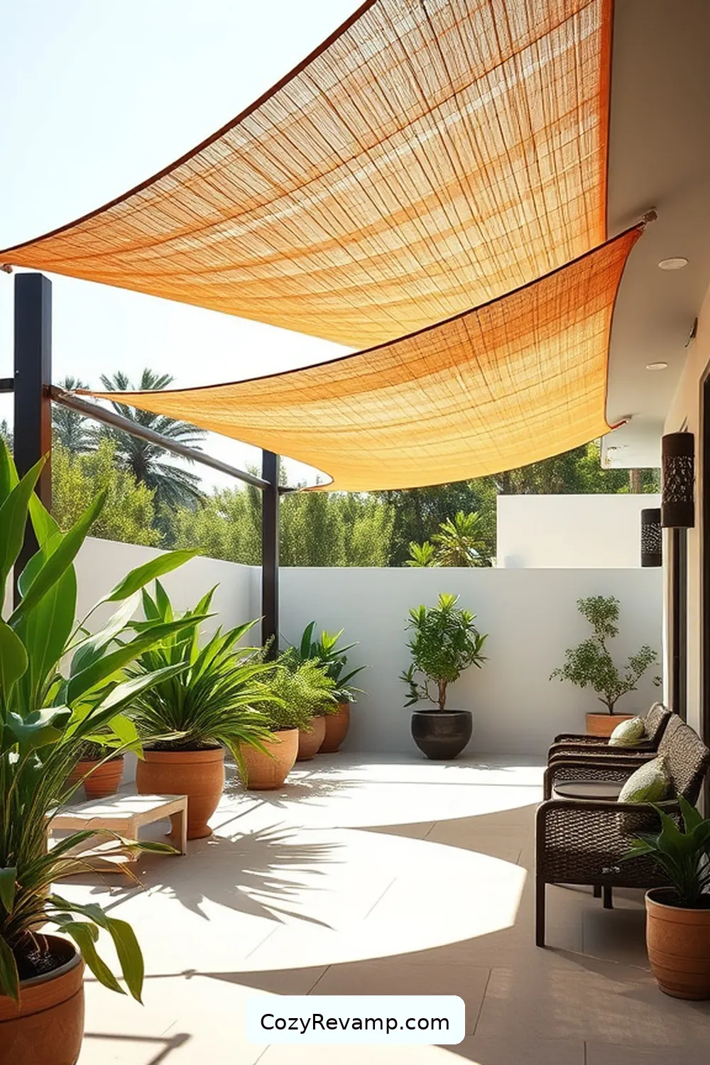 Bamboo Shade Sails for 24 Must-Have Features for an Industrial Outdoor Patio Using Bamboo Material