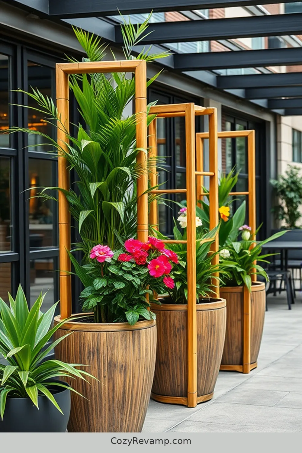 Integrated Bamboo Planters for 24 Must-Have Features for an Industrial Outdoor Patio Using Bamboo Material