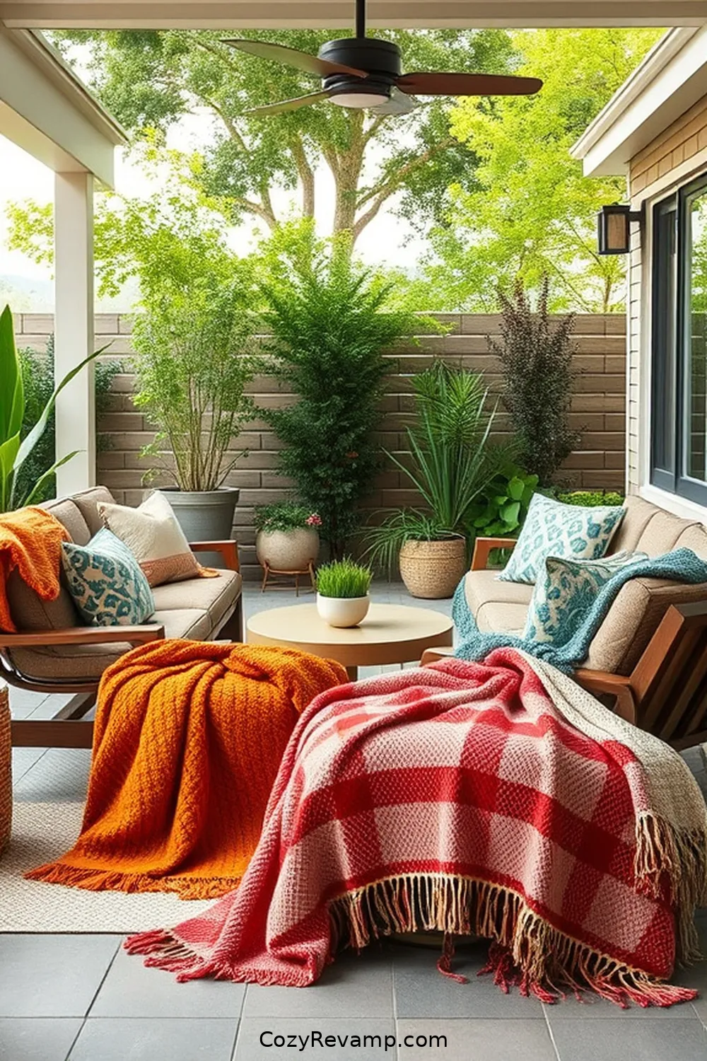 12. Colorful Throw Blankets for 24 Must-Have Mid-Century Modern Outdoor Patio Items With Organic Cotton Materials