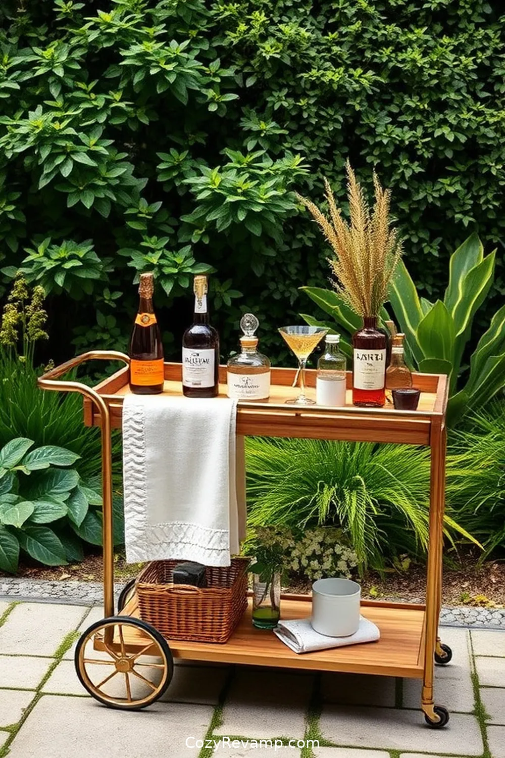 13. Minimalist Bar Cart for 24 Must-Have Mid-Century Modern Outdoor Patio Items With Organic Cotton Materials