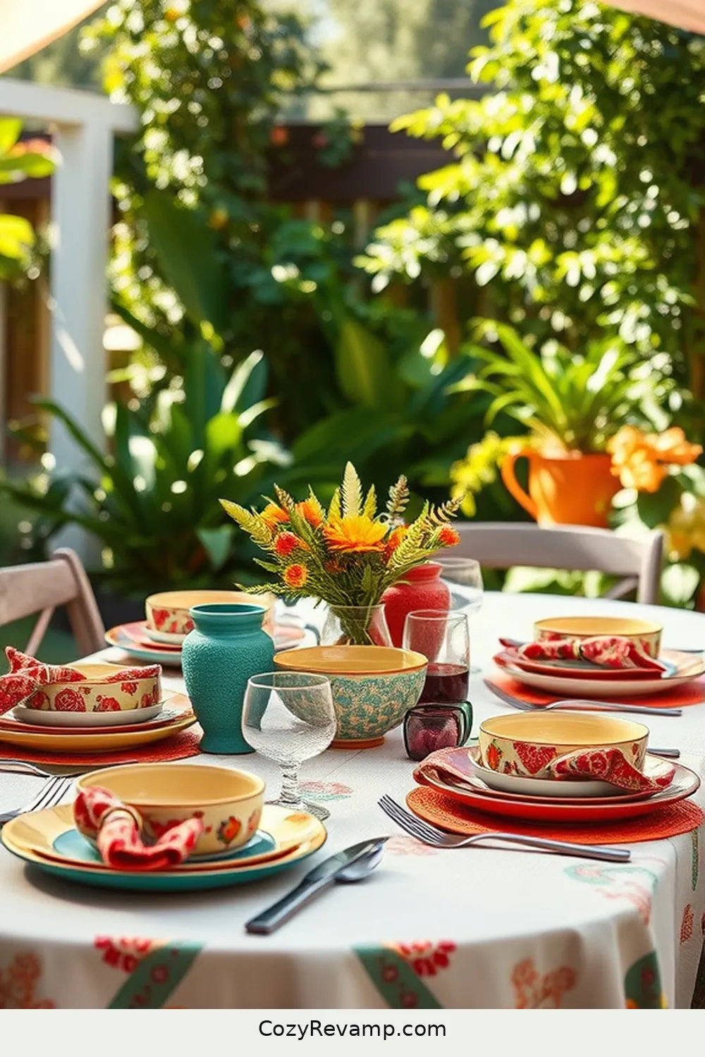 19. Vibrant Tableware for 24 Must-Have Mid-Century Modern Outdoor Patio Items With Organic Cotton Materials