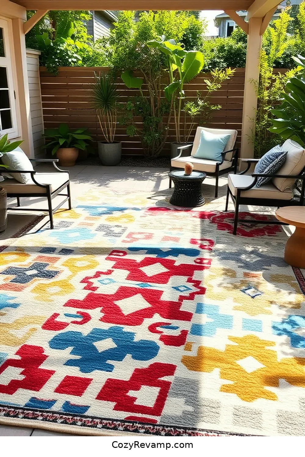 4. Stylish Outdoor Rug for 24 Must-Have Mid-Century Modern Outdoor Patio Items With Organic Cotton Materials