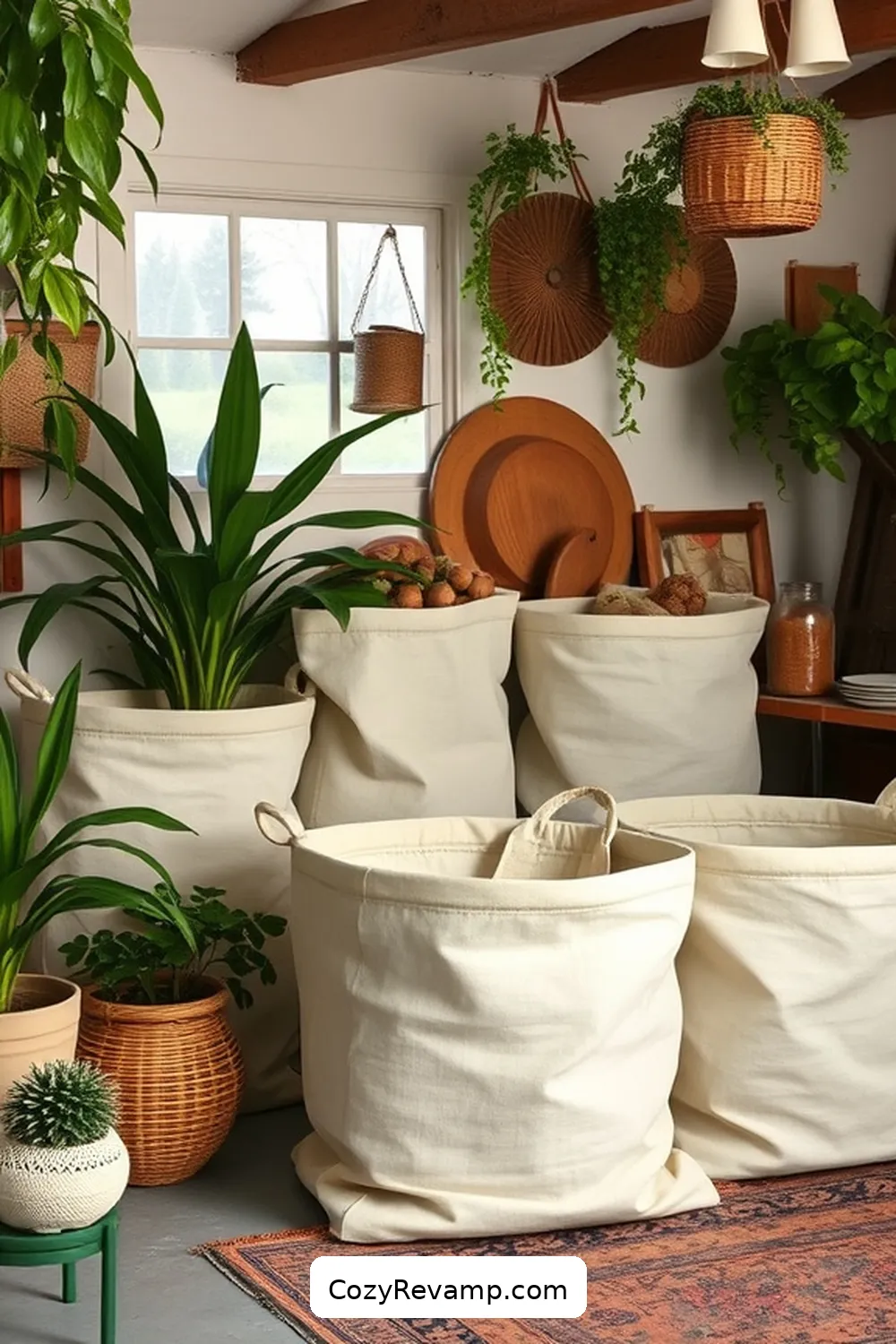 Cotton Canvas Storage for 24 Must-Have Natural Fiber Materials for Your Bohemian Garage Decor