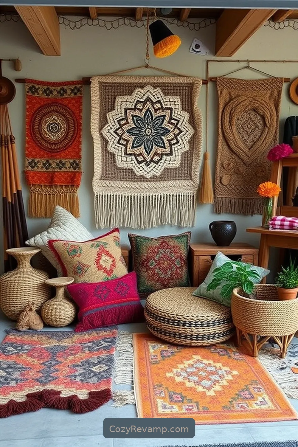 Felted Wool Accents for 24 Must-Have Natural Fiber Materials for Your Bohemian Garage Decor